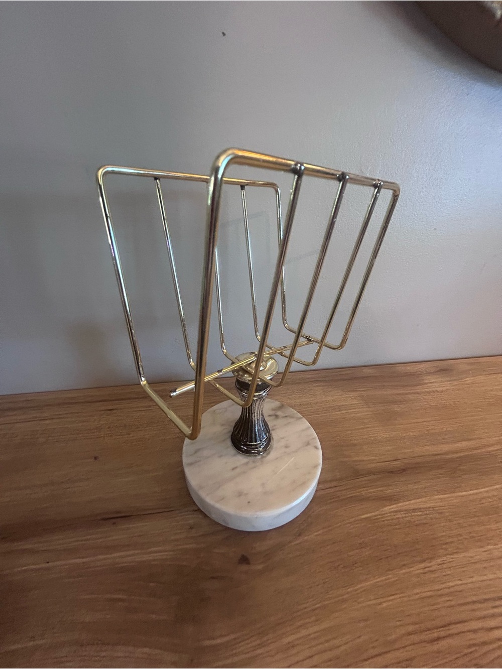 Vintage brass marble, pedestal napkin or letter holder Hollywood Regency